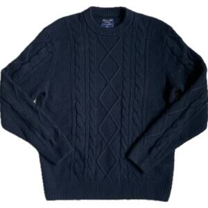 ABERCROMBIE & FITCH Cable Knit Fisherman Sweater SZ XL Black Wool Preppy Y2K